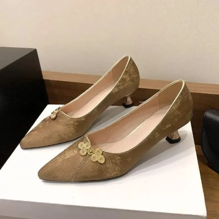 کفش زنانه ساتن پاشنه‌باریک چینی‌شیک - تصویر 6