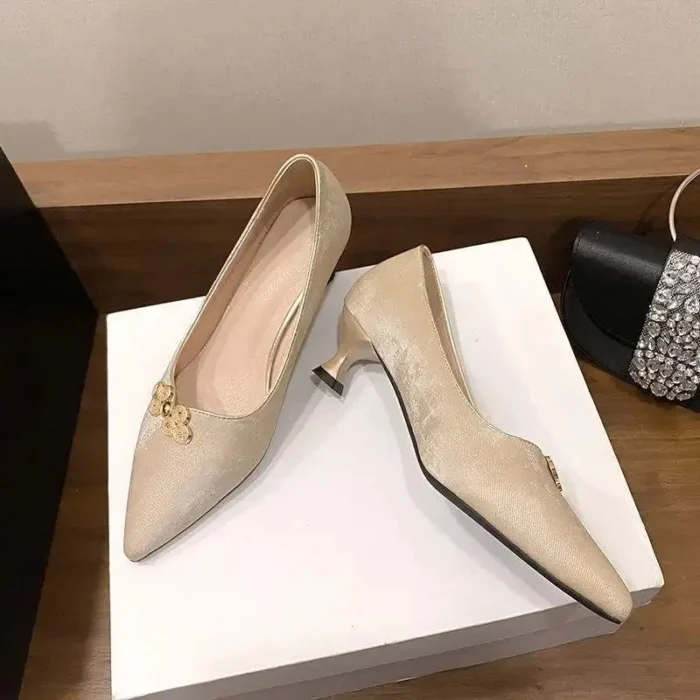 کفش زنانه ساتن پاشنه‌باریک چینی‌شیک - تصویر 7