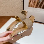 دمپایی زنانه کریستالی نوک‌مربعی پاشنه‌سوزنی - تصویر 8