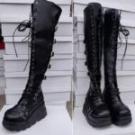 بوت ران‌بلند زنانه پلتفرم و سگک‌دار - تصویر 4