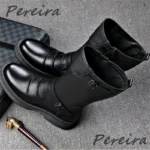 بوت چرمی مردانه سگک‌دار زمستانی - تصویر 3