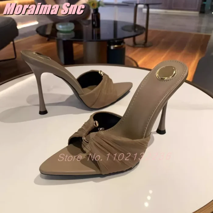 دمپایی زنانه نوک‌تیز پاشنه‌سوزنی سگک‌دار - تصویر 4