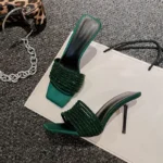 دمپایی زنانه کریستالی نوک‌مربعی پاشنه‌سوزنی - تصویر 6