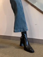 چکمه مچی زنانه چرمی پاشنه‌دار - تصویر 7