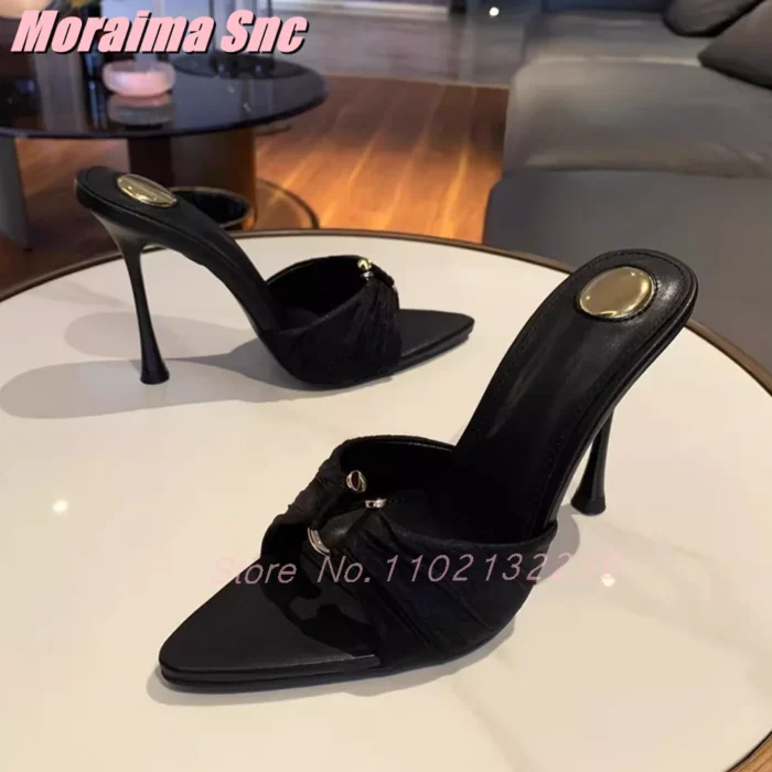 دمپایی زنانه نوک‌تیز پاشنه‌سوزنی سگک‌دار - تصویر 5