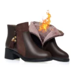 نیم‌بوت زنانه چرم و خز - تصویر 6