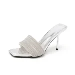 دمپایی زنانه کریستالی نوک‌مربعی پاشنه‌سوزنی - تصویر 13