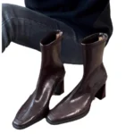 چکمه مچی زنانه چرمی پاشنه‌دار - تصویر 5