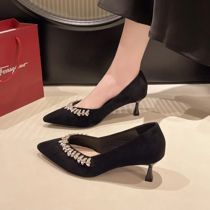 کفش مری‌جین زنانه پاشنه‌سوزنی کریستالی - تصویر 4