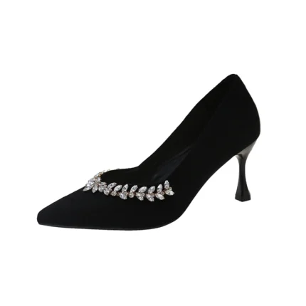 کفش زنانه مخملی نوک‌تیز پاشنه‌بلند