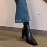 چکمه مچی زنانه چرمی پاشنه‌دار - تصویر 3