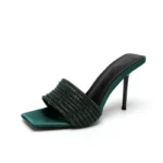 دمپایی زنانه کریستالی نوک‌مربعی پاشنه‌سوزنی - تصویر 12