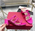 دمپایی زنانه پاشنه‌بلند میخ‌دار براق - تصویر 13