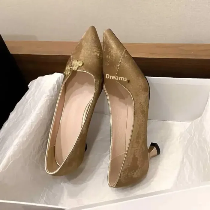 کفش زنانه ساتن پاشنه‌باریک چینی‌شیک - تصویر 5