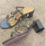 دمپایی زنانه پاشنه‌بلند میخ‌دار براق - تصویر 22