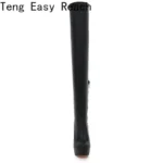 بوت زنانه بالای‌زانو کشی پاشنه‌بلند - تصویر 3