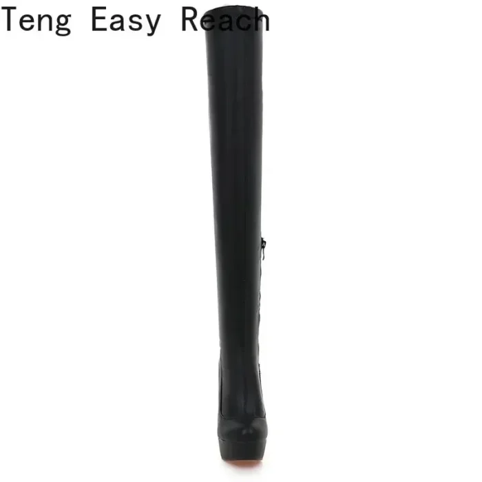 بوت زنانه بالای‌زانو کشی پاشنه‌بلند - تصویر 3