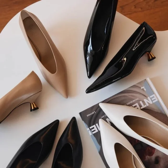 پامپ زنانه نوک‌تیز پاشنه‌کوتاه - تصویر 1