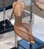 صندل پاشنه‌بلند زنانه نوک‌تیز سنگ‌ریز‌دار