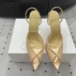 صندل پاشنه‌بلند زنانه نوک‌تیز سنگ‌ریز‌دار - تصویر 4