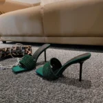 دمپایی زنانه کریستالی نوک‌مربعی پاشنه‌سوزنی - تصویر 5