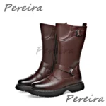 بوت چرمی مردانه سگک‌دار زمستانی - تصویر 6