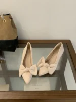 کفش مری‌جین مخملی زنانه نوک‌تیز پاشنه‌باریک - تصویر 3