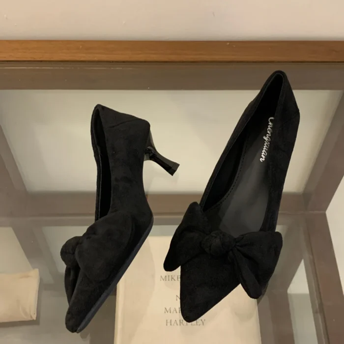 کفش مری‌جین مخملی زنانه نوک‌تیز پاشنه‌باریک - تصویر 5