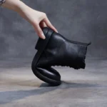 بوت مچی زنانه چرمی پاشنه‌ضخیم - تصویر 2