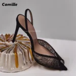 صندل پاشنه‌بلند زنانه نوک‌تیز سنگ‌ریز‌دار - تصویر 5