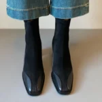 نیم‌بوت زنانه نوک‌مربعی پاشنه‌کلفت - تصویر 2