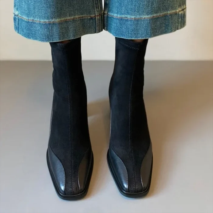 نیم‌بوت زنانه نوک‌مربعی پاشنه‌کلفت - تصویر 2