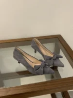 کفش مری‌جین مخملی زنانه نوک‌تیز پاشنه‌باریک - تصویر 4