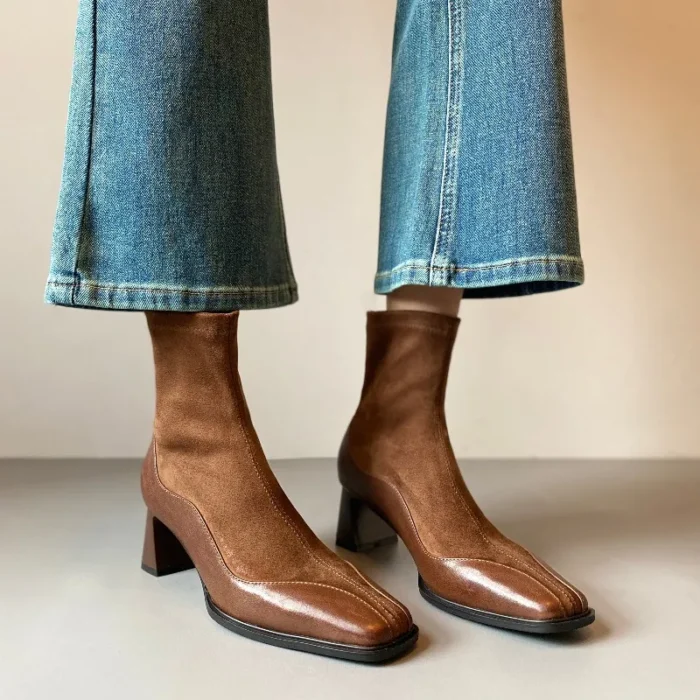 نیم‌بوت زنانه رترو فرانسوی پاشنه‌دار - تصویر 5