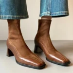 نیم‌بوت زنانه نوک‌مربعی پاشنه‌کلفت - تصویر 5