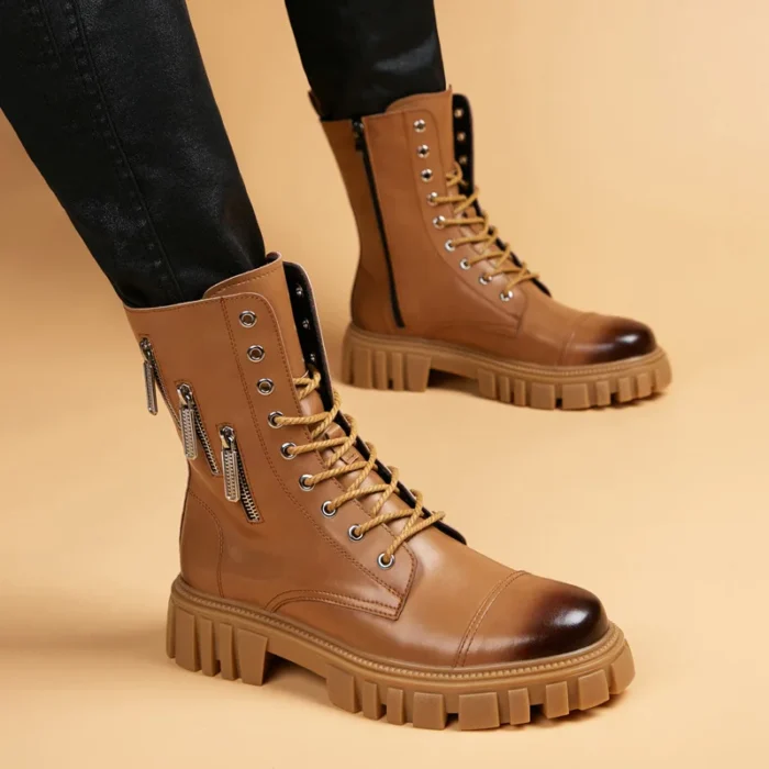 بوت چرمی مردانه سبک موتورسواری - تصویر 6