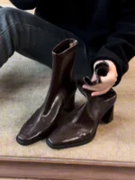 چکمه مچی زنانه چرمی پاشنه‌دار - تصویر 6