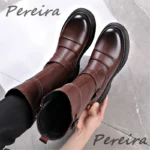 بوت چرمی مردانه سگک‌دار زمستانی - تصویر 2