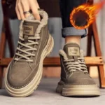 بوت زمستانی مردانه خزدار چرمی - تصویر 3