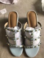 دمپایی زنانه پاشنه‌بلند میخ‌دار براق - تصویر 20