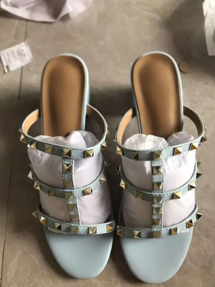 دمپایی زنانه پاشنه‌بلند میخ‌دار براق - تصویر 20