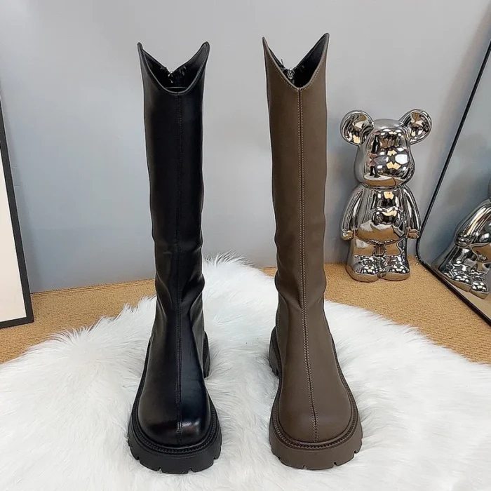 بوت زنانه ساق‌بلند خزدار لژدار - تصویر 2