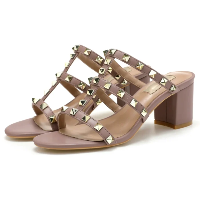صندل زنانه شیک میخ‌دار پاشنه‌کلفت - تصویر 3