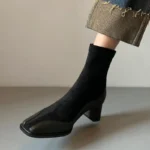 نیم‌بوت زنانه نوک‌مربعی پاشنه‌کلفت - تصویر 6