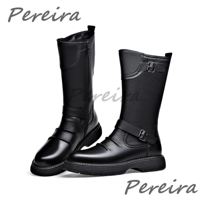 بوت چرمی مردانه سگک‌دار زمستانی - تصویر 7