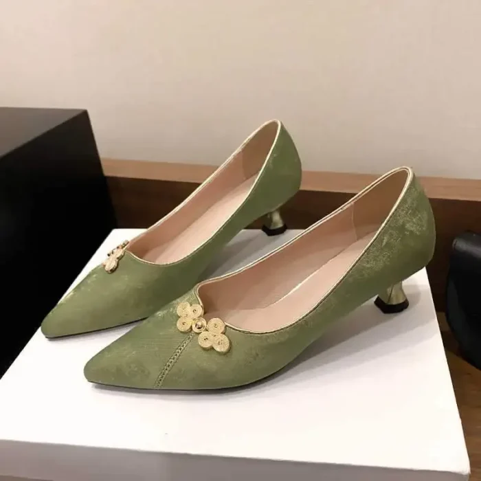 کفش زنانه ساتن پاشنه‌باریک چینی‌شیک - تصویر 4