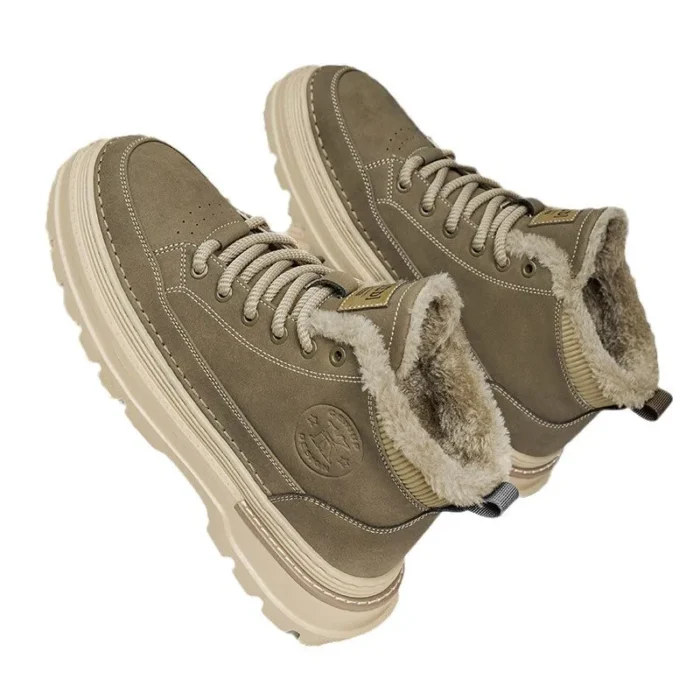 بوت زمستانی مردانه خزدار چرمی - تصویر 4