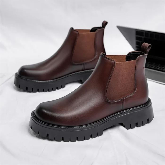 چلسى مردانه چرم با کفی ضخیم - تصویر 4